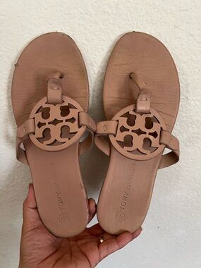 Tory Burch Miller Soft Calf Leather Sandals in Light Sand US 7